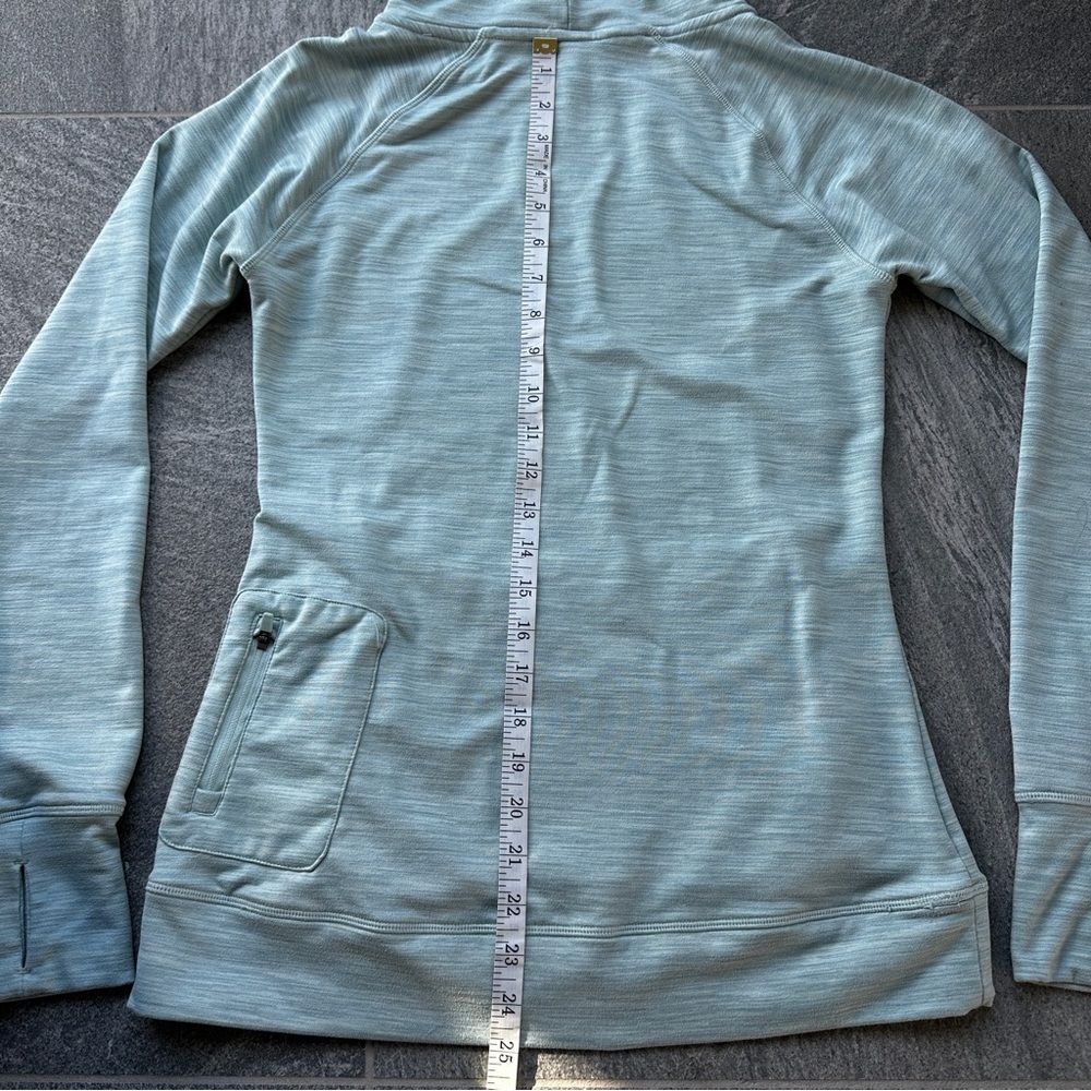 EUC Kyodan Pullover Heather Green Funnel Neck Thumbholes Zip Pockets Small - Picture 14 of 15